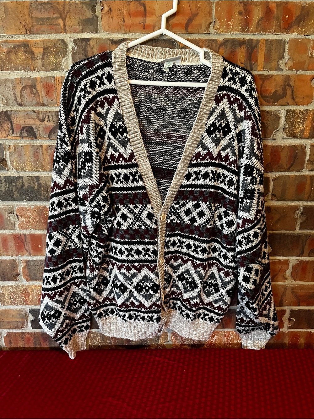Vintage 90s Ash Creek Trading Acrylic Knit Cardigan Sweater Men's L Grandpa